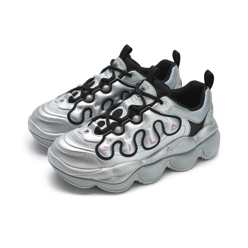 FILA PEASE Non slip Breathable And Wear resistant Low Top Casual Shoes Women's Silver Gray-2