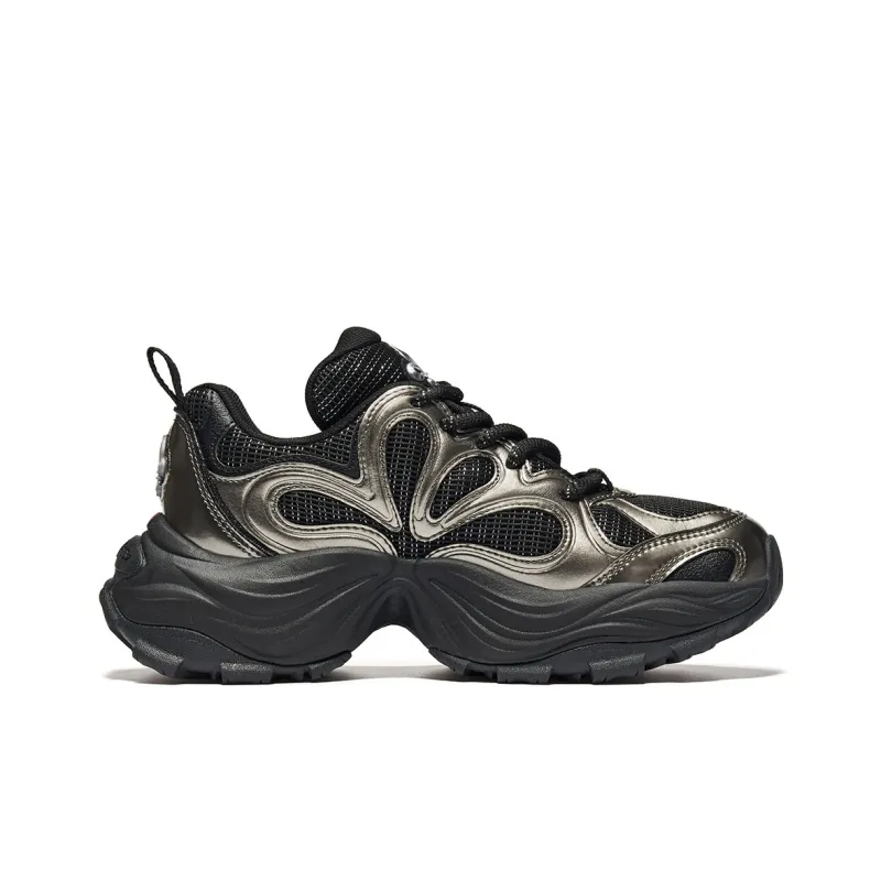 Palladium Petal Shoes Wear Resistant Slip Resistant Low Top Chunky Sneakers Women's Black-1
