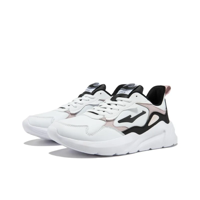 Erke Low Top Running Shoes Women's White Black-3