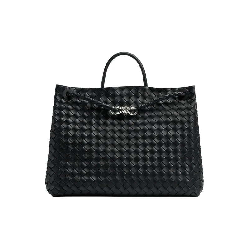 Bottega Veneta Andiamo Series Lambskin One Shoulder Handbags Large Size Women's Black-0