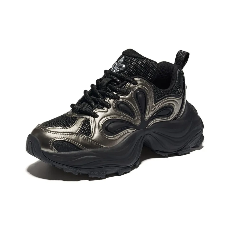 Palladium Petal Shoes Wear Resistant Slip Resistant Low Top Chunky Sneakers Women's Black-2
