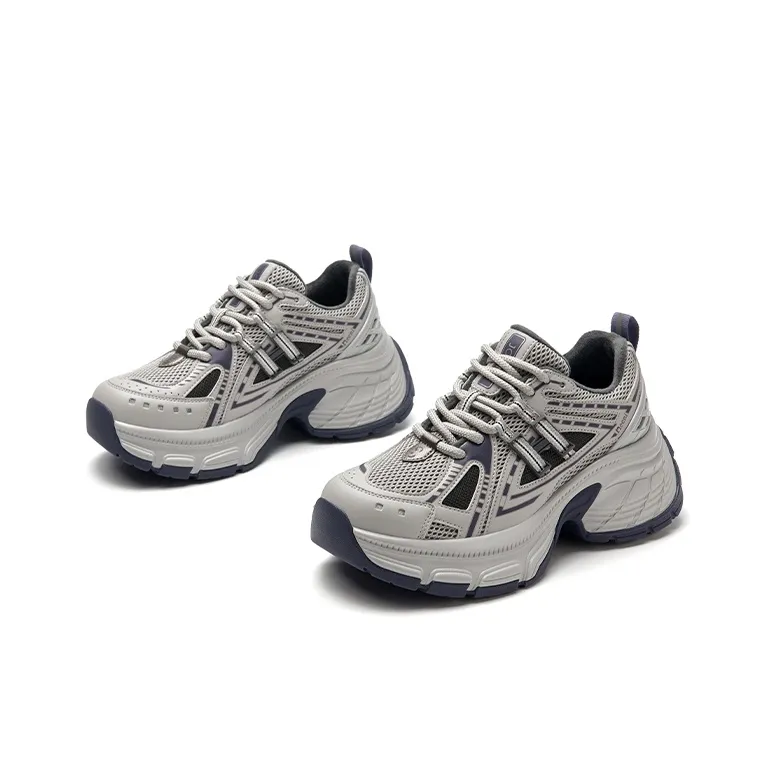 JOSINY JOSINY Height Increasing Warmth Low Top Chunky Sneakers Women's Gray Blue-1