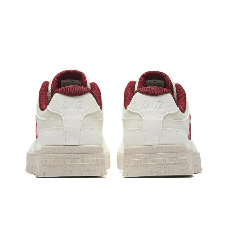 Anta Non-slip Lightweight Low-Top Skateboard Shoes Men's White Red-5