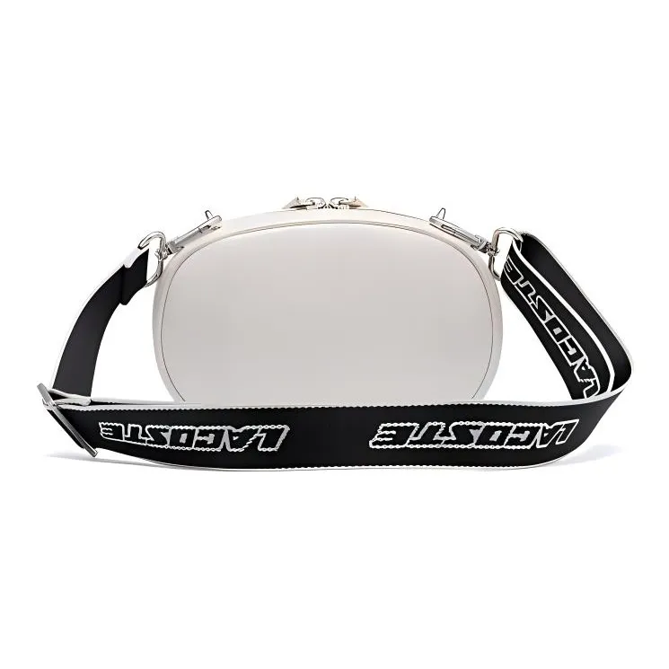 LACOSTE Cow Leather Shoulder Bag Crossbody Bag Medium Size Women's White-4