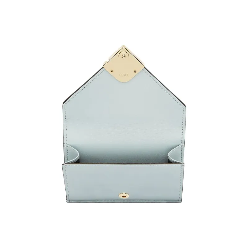 FENDI FF Diamonds Series Calfskin Wallet Medium Size Women's Light Blue-3