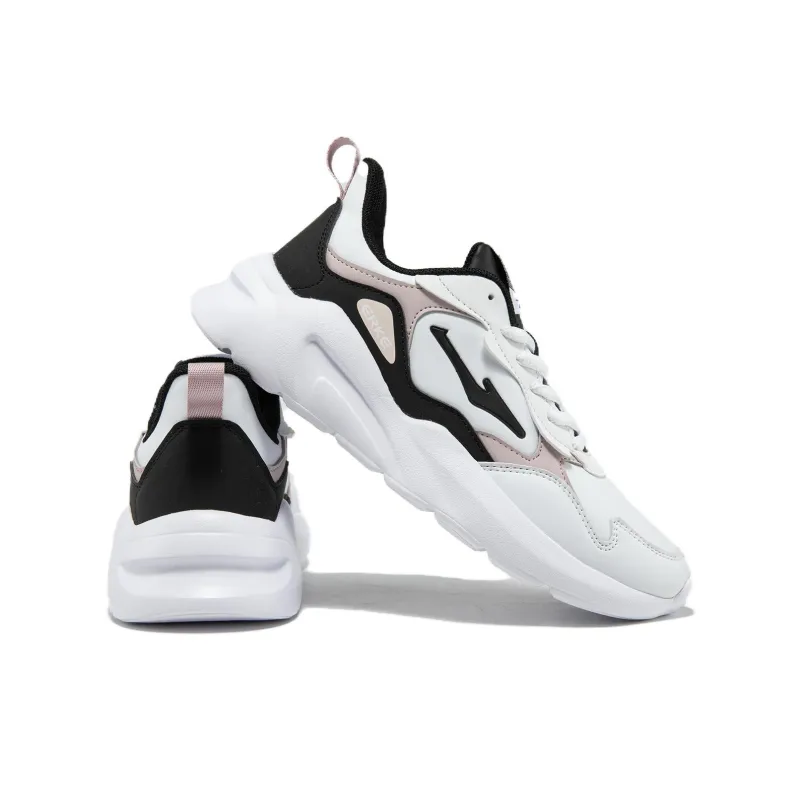 Erke Low Top Running Shoes Women's White Black-5