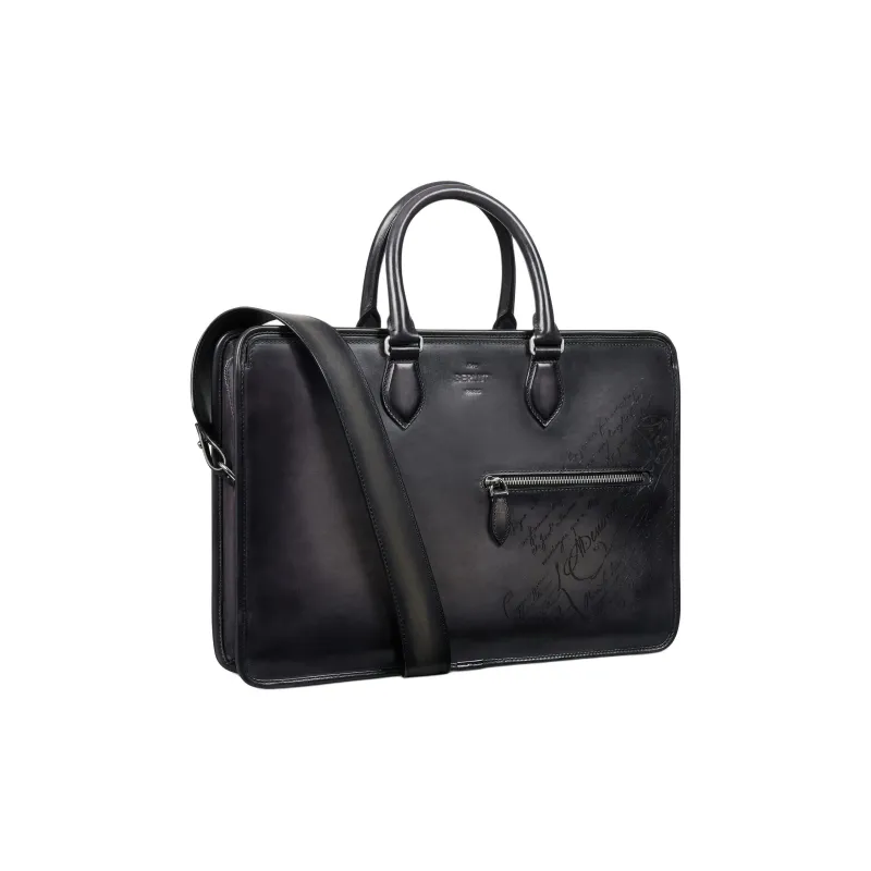 BERLUTI Cow Leather Briefcases Men's Black-1
