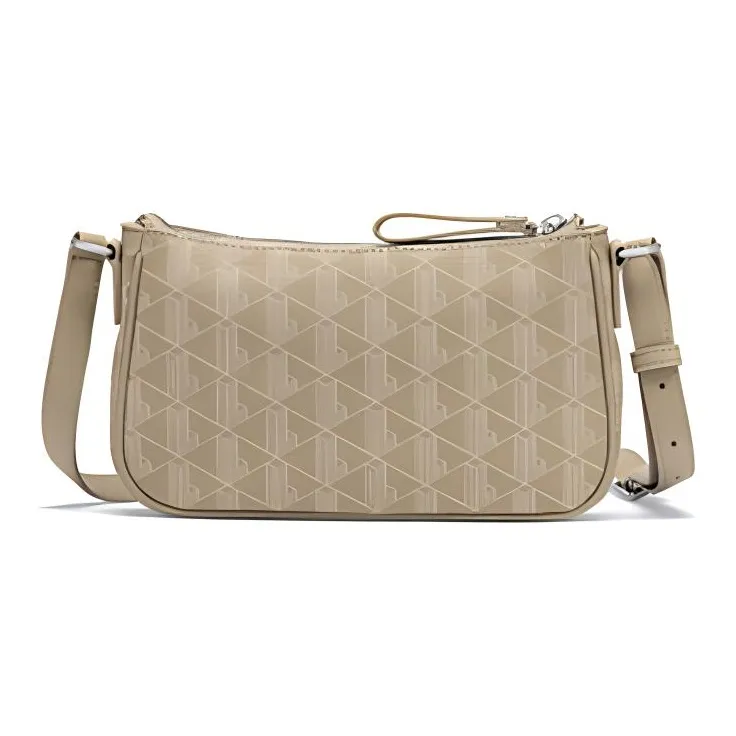 LACOSTE Polyurethane PU Croissant Crossbody Bag Shoulder Bag Medium Size Women's Brown-1