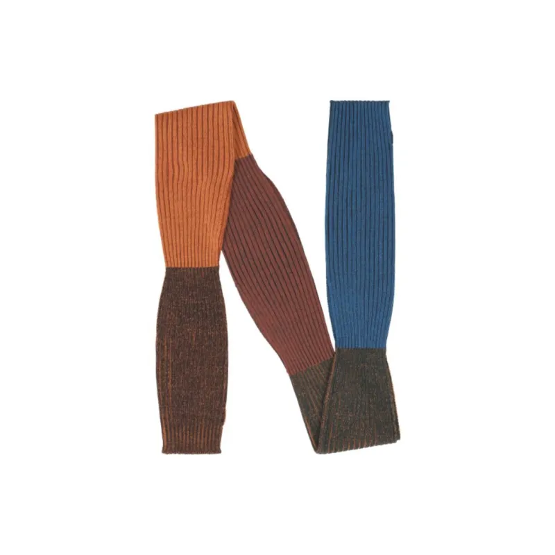 ISSEY MIYAKE Wool Knit Scarves Men's Orange/yellow/green/blue-3
