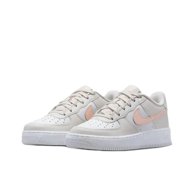 Nike Air Force 1 Abrasion Resistant Low Top Kids' Skateboarding Shoes Gray/White/Pink Unisex-2