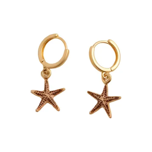 Fable 22K Real Gold Electroplated Zinc Alloy Hand-Drawn Enamel Earrings Women's Gold