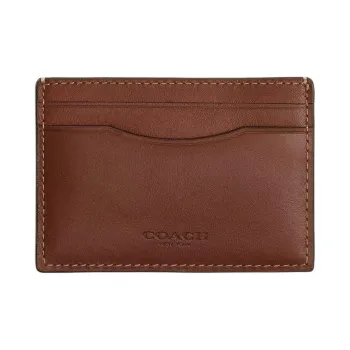 COACH Grain Leather Card Holder Mini Men's Redwood