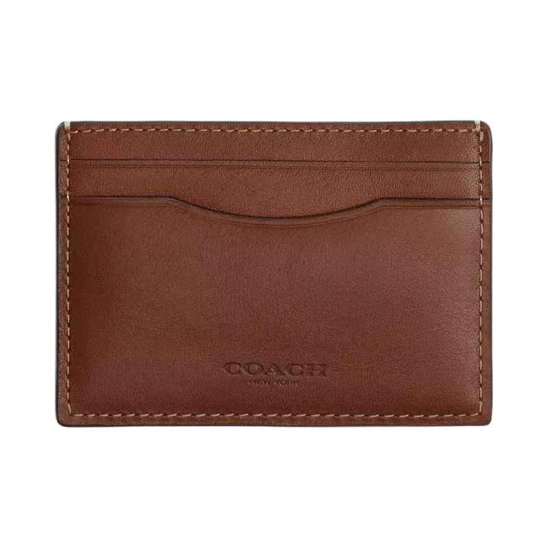 COACH Grain Leather Card Holder Mini Men's Redwood-0