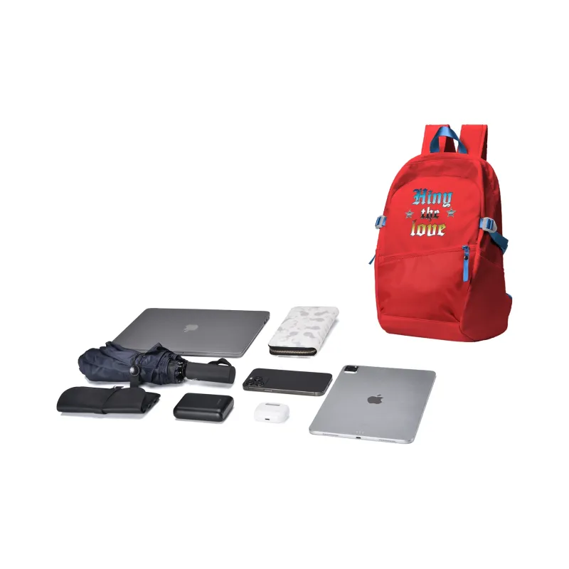 HINY Polyester Students Backpack Regular Unisex Red-4