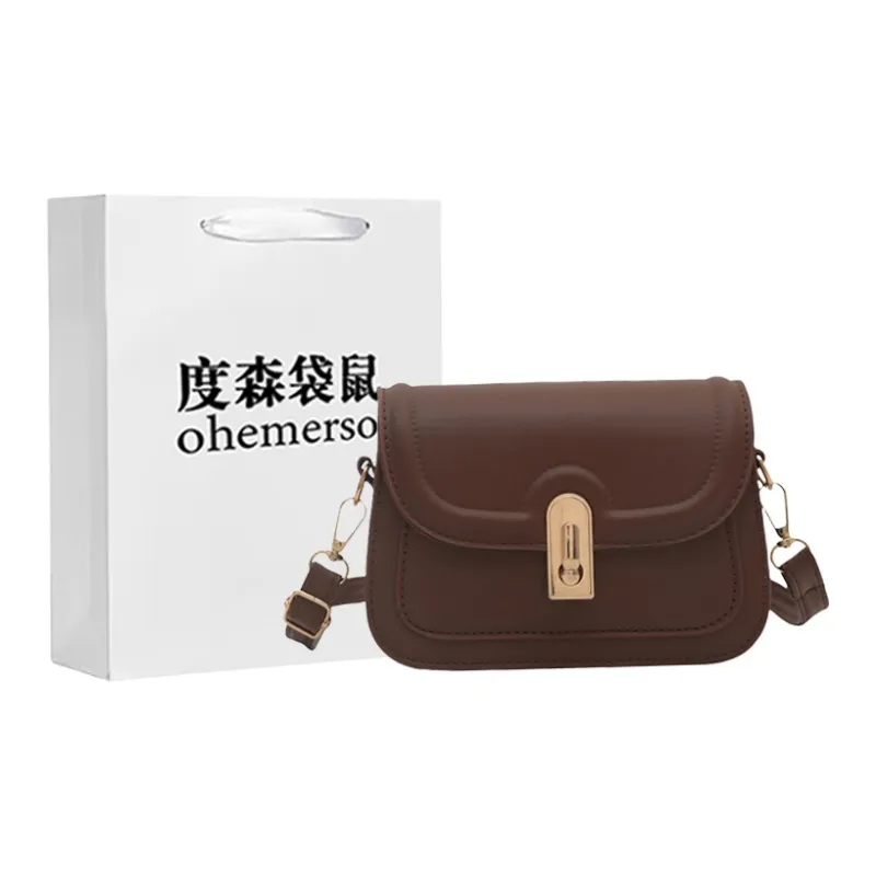 Dusen Kangaroo PU Small Square Bag, Crossbody Bag Regular Women's White/Black/Brown-20