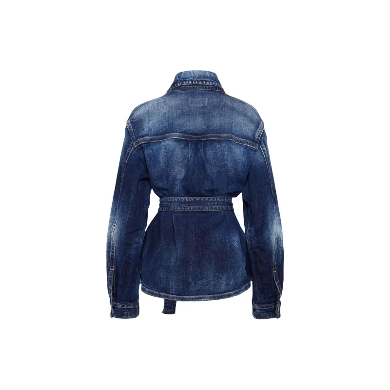 DSQUARED 2 Belted Distressed Denim Jacket-1