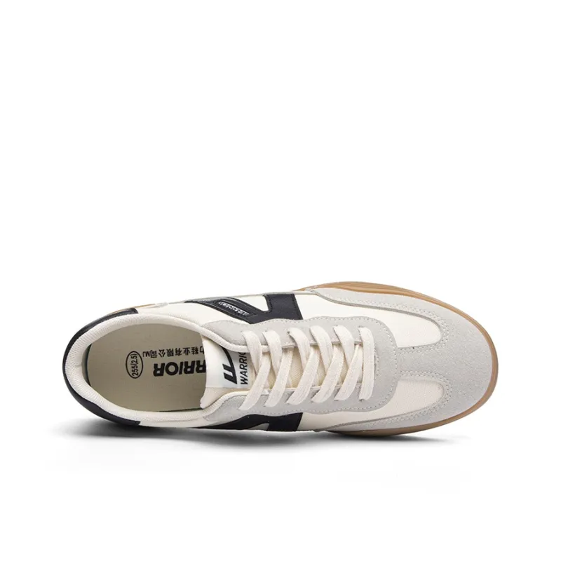 Warrior Anti Slip And Wear Resistant Lightweight Low Top Skateboard Shoes Men's Gray Beige Black-4