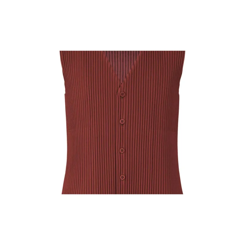 Homme Plissé Issey Miyake Vest Men's Deep Red-4