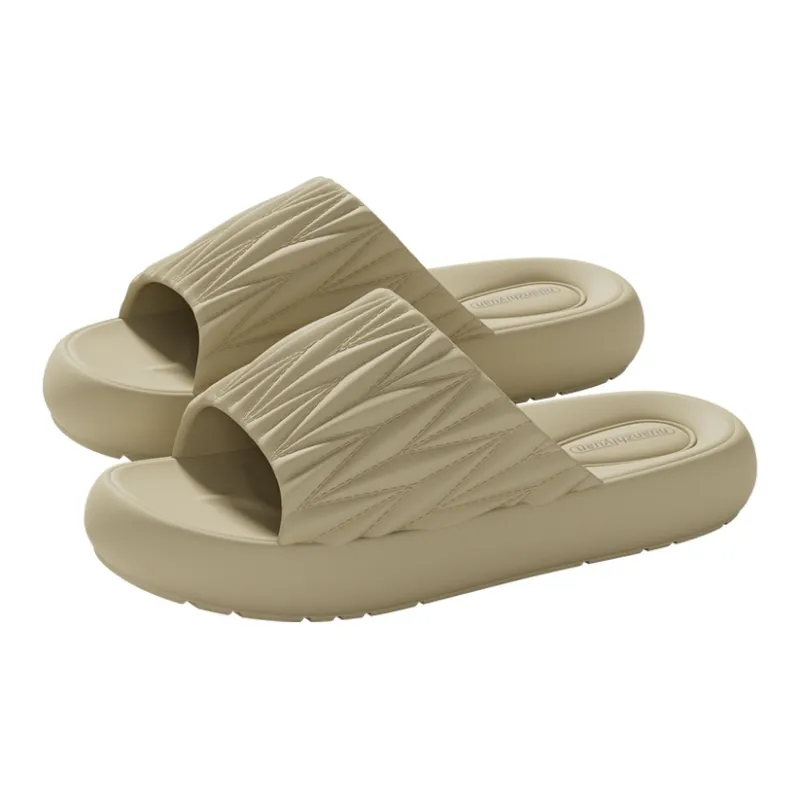 Warm Edge Pleated Slippers Summer Home Indoor Minimalist Style Slip Resistant Couple Bathroom Bathing Home Slippers-12