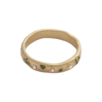 Fable 22K Real Gold Electroplated Copper Alloy Acrylic Silver-Plated Gold-Plated Alloy Pearl Rings Women's Gold