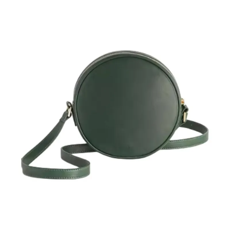 Fable PU Round Bag, Crossbody Bag, Shoulder Bag Medium Size Women's Green Deer-2