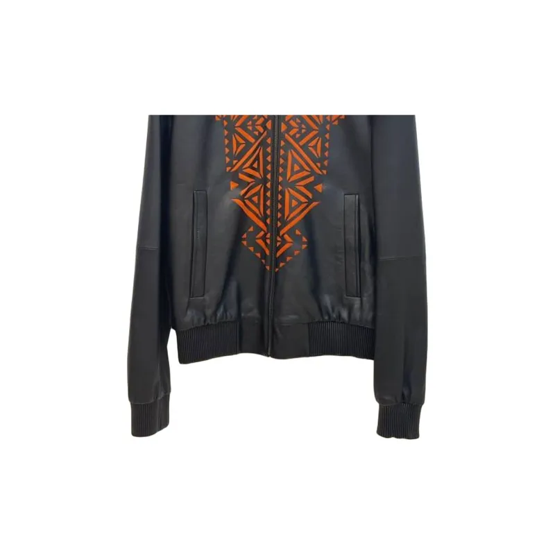 VERSACE Leather Jacket Men's Black-2