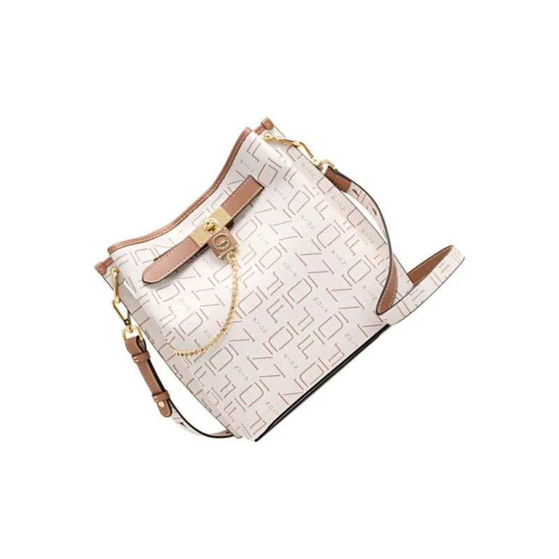 FION PVC Bucket Bag, Handbag, Shoulder Bag, Crossbody Bag Tubas Women's Ecru & Camel-1