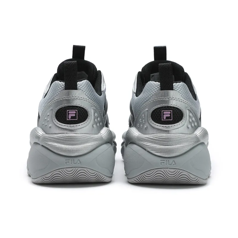 FILA PEASE Non slip Breathable And Wear resistant Low Top Casual Shoes Women's Silver Gray-4
