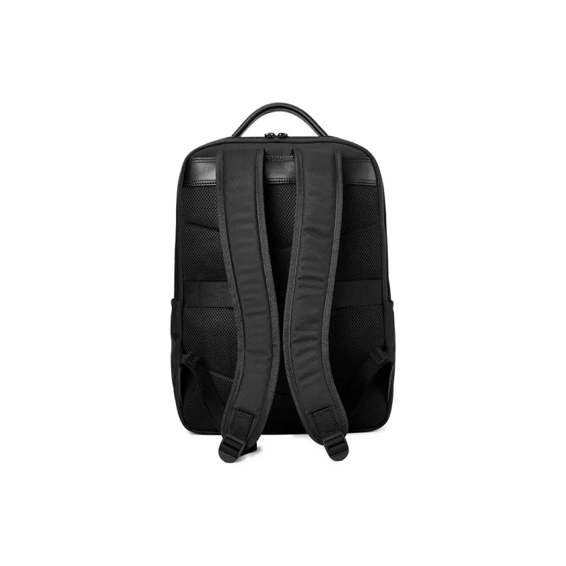 PIERRE CARDIN Nylon With Synthetic Leather Large Capacity Travel Backpack Tubas Men's Black-3
