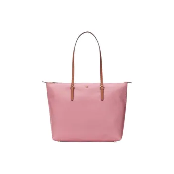 Ralph Lauren Fabric Tote Bag Shopping Bag Shoulder Bags Medium Size Women's Light Pink & Brown Yellow