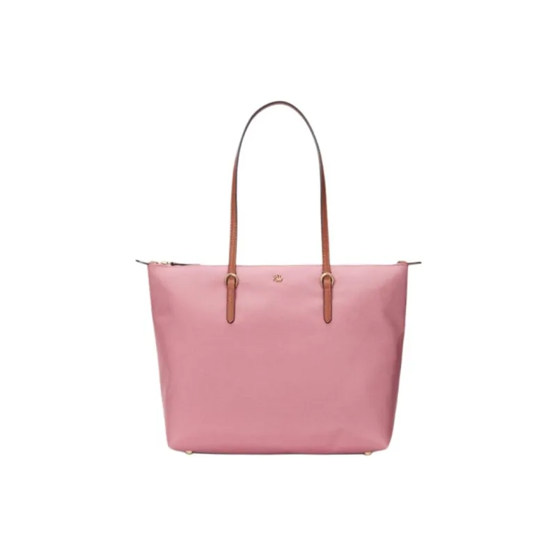 Ralph Lauren Fabric Tote Bag Shopping Bag Shoulder Bags Medium Size Women's Light Pink & Brown Yellow-0