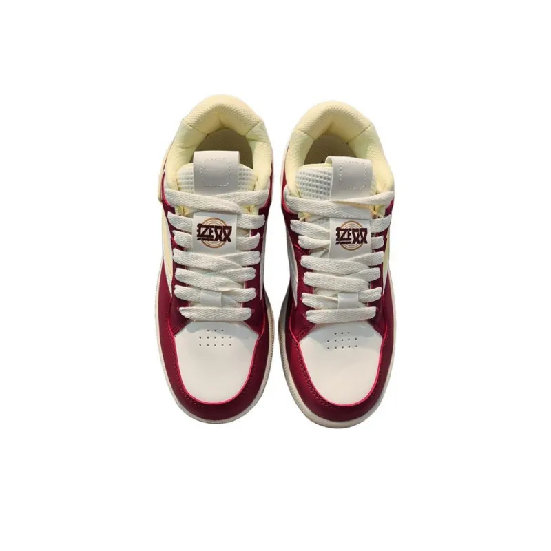 Erke No. 3 Single Slip-Resistant Cushioning Coverage Low-Top Skateboard Shoes Women's White Red Yellow-4