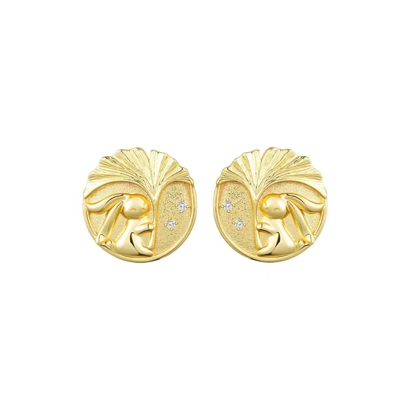 Social Talent Copper Gold Plated 18K 925 Sterling Silver Needle Stud Earrings Women's Gold-5