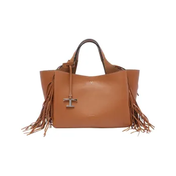 TOD'S Fringe Detailed T Logo Plaque Tote Bag