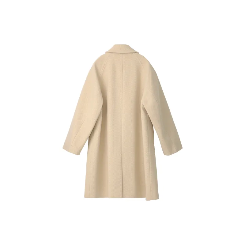 Fstudio Fall And Winter Advanced Cashmere Long Coat Women's Yellow-1