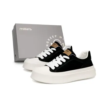 MILLIE'S Low Top Skateboard Shoes Unisex Black White Box Included