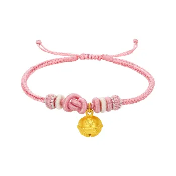 ZHOU LIU FU 5d Hard Gold Small Bell Heather Pink Solid Gold Fixed Price Bracelets Women's