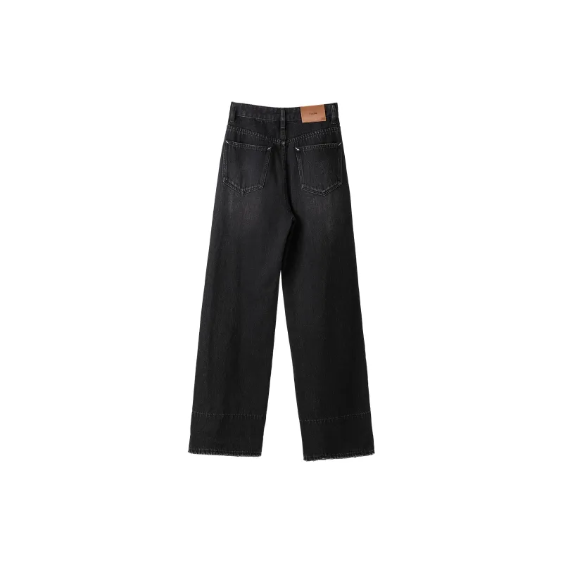 Fstudio Fall And Winter Korean Style 100% Cotton Plaid Multicolor Denim Casual Pants Women's Black-1
