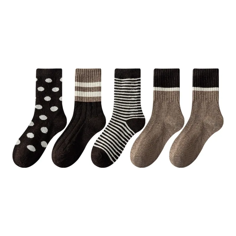 MIIOW Mid Calf Socks Women's 5 Pack-24
