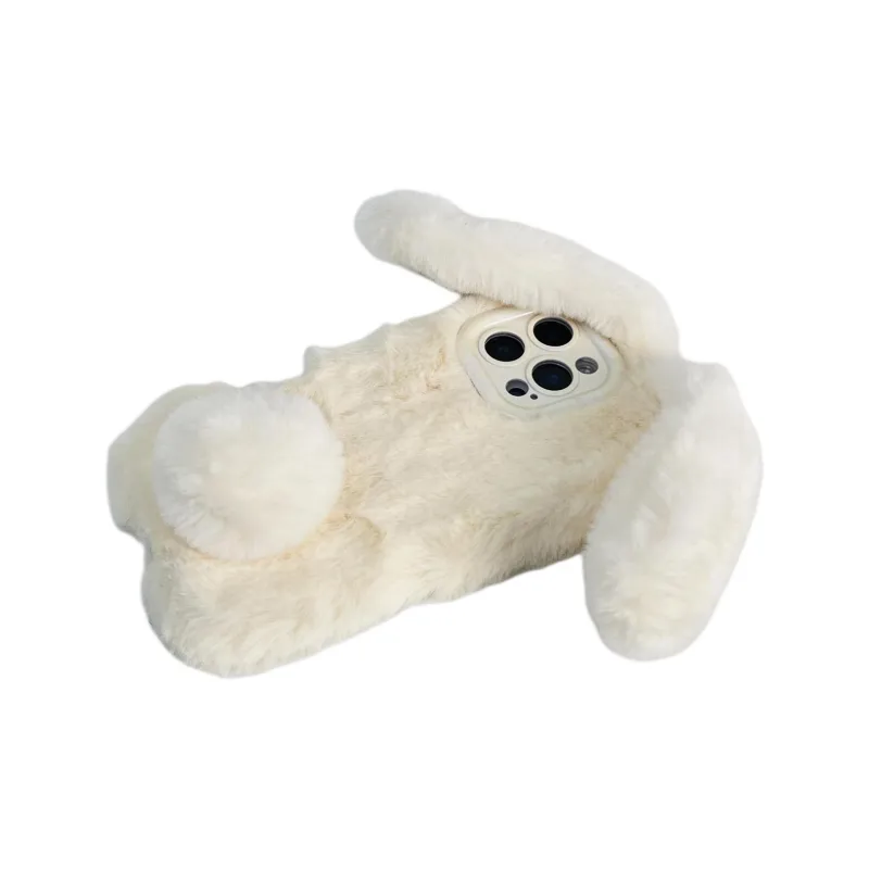 Sopi Plush Material Plush Bunnies Phone Cases Compatible With IPhone 16/15 Pro Max/Apple 13/14 Pro/Max-4