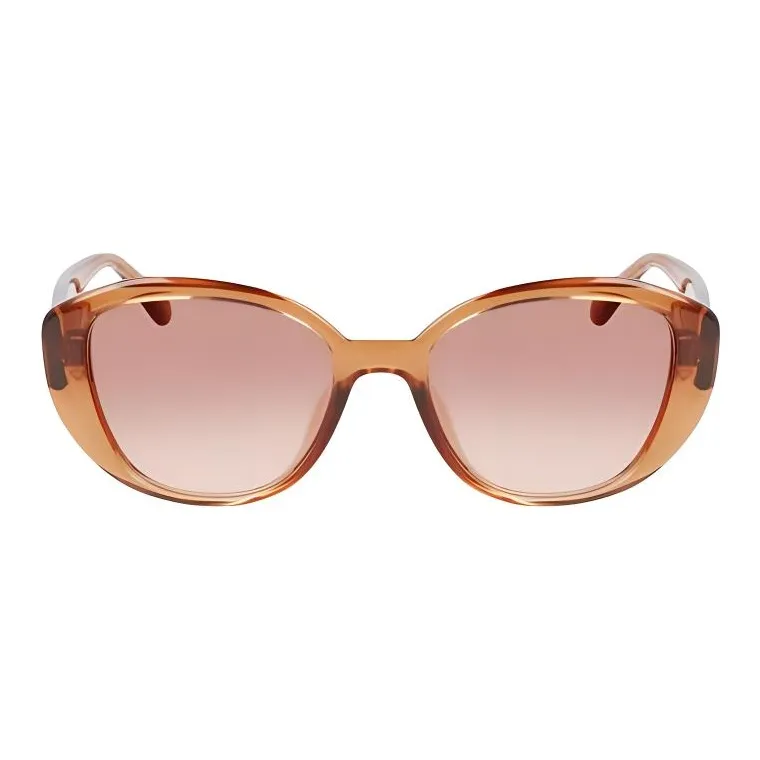 FERRAGAMO Plate Frame Cat Eye Sunglasses Women's Brown-1