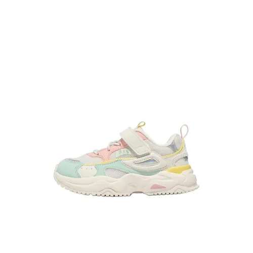 FILA KIDS Anti-Slip Wear-Resistant Low-Top Kids Lifestyle Shoes Beige/Green/Pink Children Aged 3-7 Years Old