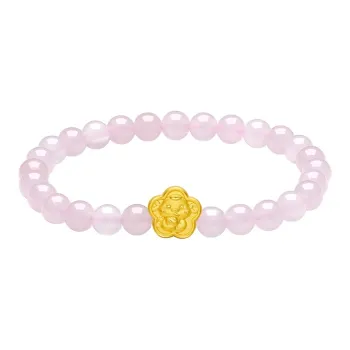 ZHOU LIU FU 3D Hard Gold Floral Snake Mini Snake Zodiac Year Solid Gold Fixed Price Gold Bracelet Women's