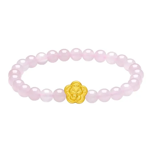 ZHOU LIU FU 3D Hard Gold Floral Snake Mini Snake Zodiac Year Solid Gold Fixed Price Gold Bracelet Women's