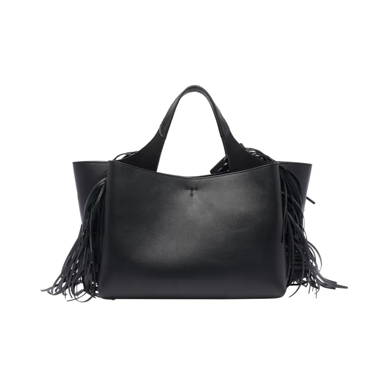 TOD'S Fringe Detailed T Logo Plaque Tote Bag-2