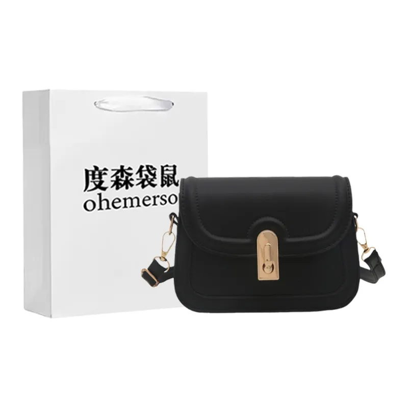Dusen Kangaroo PU Small Square Bag, Crossbody Bag Regular Women's White/Black/Brown-7