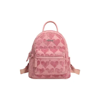 AILUXI Fabric With Synthetic Leather Backpack Women's Velour Peach Pink