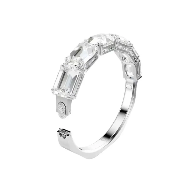 Swarovski Rhodium Plated, Crystal Bangles Women's Silver-3