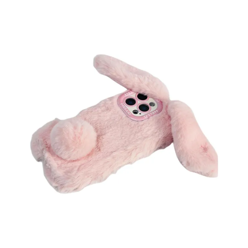 Sopi Plush Material Plush Bunnies Phone Cases Compatible With IPhone 16/15 Pro Max/Apple 13/14 Pro/Max-9