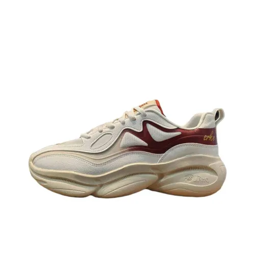 Erke Anti-Slip And Wear-Resistant Coverage Low-Top Chunky Sneakers Men's Beige Red